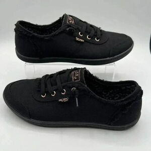 BOBS By Skechers B Cute Black Rose Gold Womens 9 Memory Foam Sneakers 33492-BBK